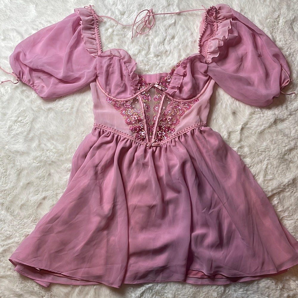 for love & lemons floral puff sleeve dress - SIZE: S